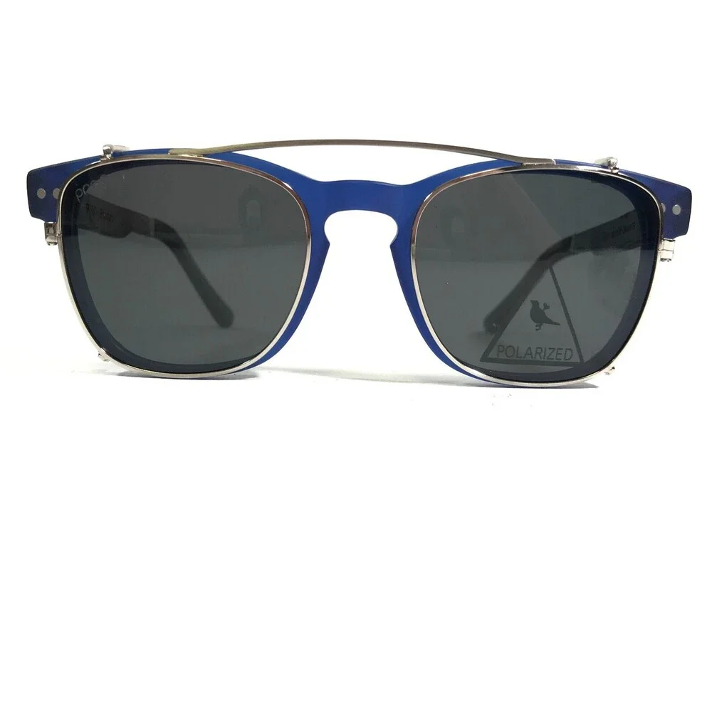 Proof Foster Eyeglasses Frames The World Awaits Brown Blue w/ Clip On Lenses